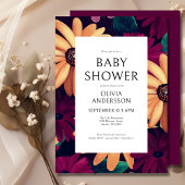 Elegant Floral Girl Baby shower Kaart