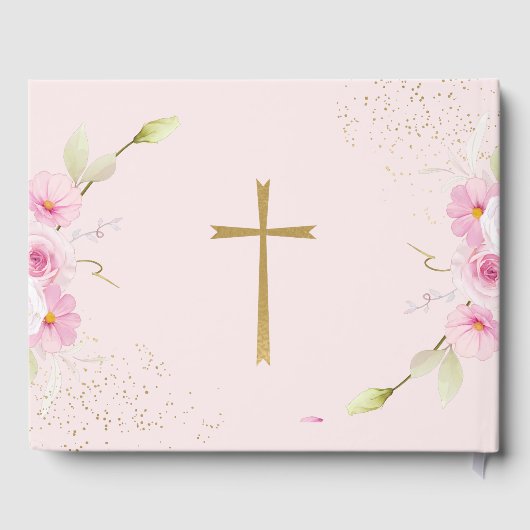 Elegant Floral Girl Baptism Gastenboek (Achterkant)