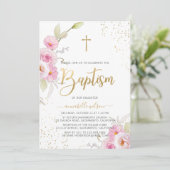Elegant Floral Girl Baptism Kaart (Staand voorkant)
