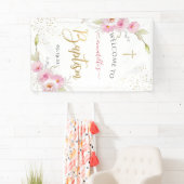Elegant Floral Girl Baptism Welkom Spandoek (Insitu)