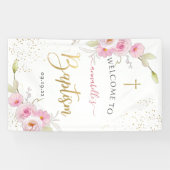 Elegant Floral Girl Baptism Welkom Spandoek (Horizontaal)