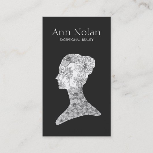 Elegant Floral Girl Beauty Stylist en Hair Salon Visitekaartje (Voorkant)