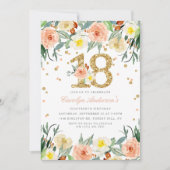 Elegant Floral Girls 18e verjaardag Uitnodigingen (Voorkant)