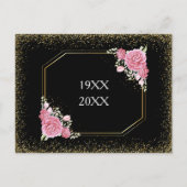 Elegant Floral Gliter Jubileum Bewaar de datum Aankondigingskaart (Achterkant)