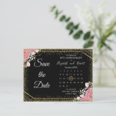 Elegant Floral Gliter Jubileum Bewaar de datum Aankondigingskaart (Staand voorkant)