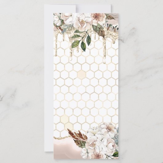 Elegant Floral Glitter Drip Marble Baby shower (Achterkant)