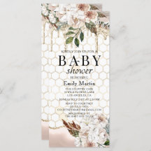 Elegant Floral Glitter Drip Marble Baby shower
