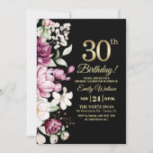 Elegant Floral Gold 30 Birthday Photo Kaart (Voorkant)