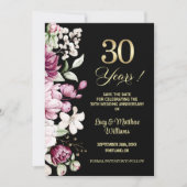 Elegant Floral Gold 30th Wedding Anniversary   Save The Date (Voorkant)