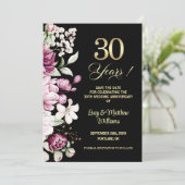 Elegant Floral Gold 30th Wedding Anniversary   Save The Date (Staand voorkant)