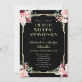 Elegant Floral Gold 50e bruiloft Jubileum Kaart (Voorkant)