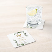 Elegant Floral Gold 50e bruiloft Jubileum Kartonnen Onderzetters (Insitu)