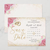 Elegant Floral Gold 50e Jubileum Save the Date Aankondigingskaart (Voorkant / Achterkant)