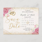 Elegant Floral Gold 50e Jubileum Save the Date Aankondigingskaart (Voorkant)