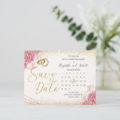 Elegant Floral Gold 50e Jubileum Save the Date Aankondigingskaart (Staand voorkant)