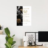 Elegant Floral Gold 50e Jubileum Welkomstbord Poster (Thuiskantoor)