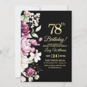 Elegant Floral Gold 78 Birthday Photo Kaart (Voorkant)