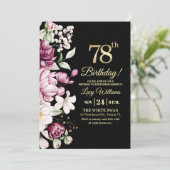 Elegant Floral Gold 78 Birthday Photo Kaart (Staand voorkant)