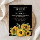 Elegant Floral Gold Black & White Gold Folie Uitnodiging