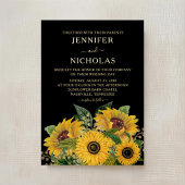 Elegant Floral Gold Black & White Gold Folie Uitnodiging