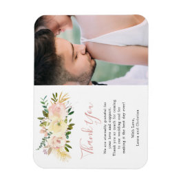 Elegant Floral Gold Blush Pink Foto Weddenschap Fa Magneet