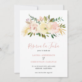 Elegant Floral Gold Blush Pink Weddenschap Spaans Save The Date