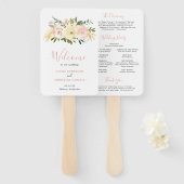 Elegant Floral Gold Blush Pink Wedding Programme Handwaaier (Voorkant en achterkant)