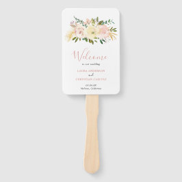 Elegant Floral Gold Blush Pink Wedding Programme Handwaaier