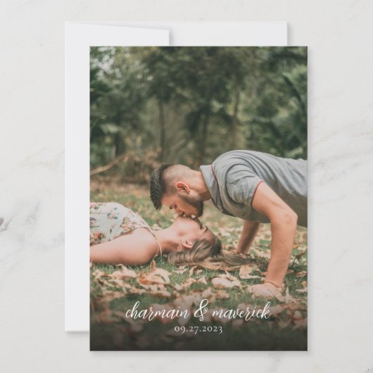 Elegant Floral Gold Border QR code Weddenschap Kaart (Voorkant)