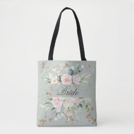 Elegant Floral Gold Bride Waterverf Sage Tote Bag
