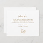 Elegant Floral Gold bruiloft details Kaart (Voorkant / Achterkant)