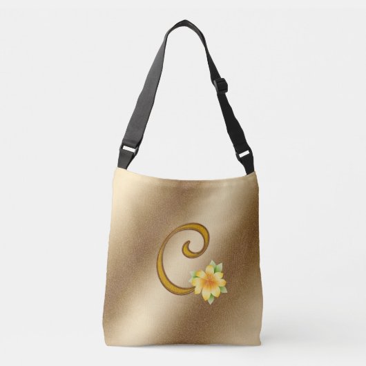 Elegant Floral Gold C Crossbody Tas (Voorkant)