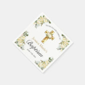 Elegant Floral Gold Cross Baptisme Hartelijk dank Servet (Hoek)