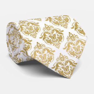 Elegant Floral Gold Damasgebergte Stropdas