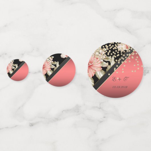 Elegant Floral, Gold Diamonds, liefdesnaam Confetti (Voorkanten)