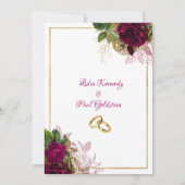 Elegant Floral Gold en Burgundy Rozen Wedding Kaart (Achterkant)