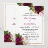 Elegant Floral Gold en Burgundy Rozen Wedding Kaart (Voorkant / Achterkant)