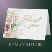 Elegant Floral Gold Foil Birthday Party Thank You Folie Wenskaart