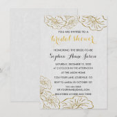 Elegant Floral Gold Foil Bridal Shower Invitation Kaart (Voorkant / Achterkant)