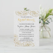 Elegant Floral Gold Foil Bridal Shower Invitation Kaart (Staand voorkant)