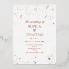 Elegant floral gold foil bruiloft folie uitnodiging