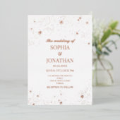 Elegant floral gold foil bruiloft folie uitnodiging (Staand Voorkant)
