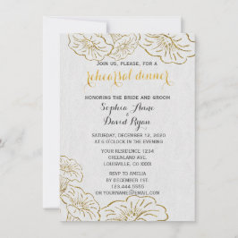 Elegant Floral Gold Foil repesial Dinner Invite Kaart
