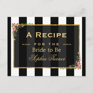 Elegant Floral Gold Foil Vrijgezellenfeest Recipe Briefkaart