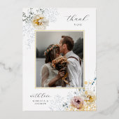 Elegant Floral Gold Foil Weddenschap Hartelijk dan Folie Uitnodiging (Voorkant)
