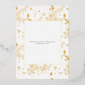 Elegant Floral Gold Foil Weddenschap Hartelijk dan Folie Uitnodiging (Achterkant)