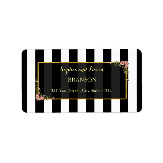 Elegant Floral Gold Foil Wedding Custom Etiket (Voorkant)