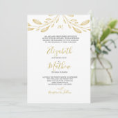 Elegant Floral Gold Formal Wedding Kaart (Staand voorkant)