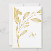 Elegant Floral Gold Formal Wedding Kaart (Achterkant)