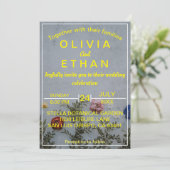 Elegant floral gold foto Wedding Invitation Kaart (Staand voorkant)